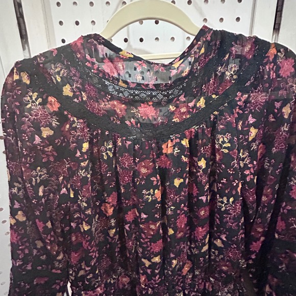 LOFT Floral Print Button Front V Neck Long Sleeve Sheath Dress Womens Medium - Picture 6 of 7